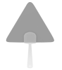 Handfächer in Dreieck-Form mit Griff, beidseitig 4/4-farbig bedruckt