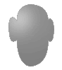 Weiße Wellpappe in Kopf-Form konturgefräst <br>einseitig 4/0-farbig bedruckt